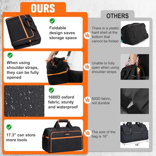 Heavy Duty 17.3-Inch 26-Pocket Waterproof Foldable Tool Bag K3165