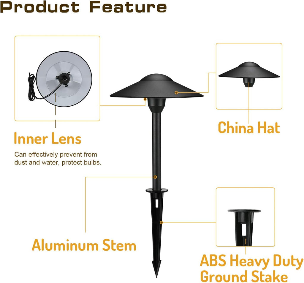 Black Cast-Aluminum Outdoor Path Light 8PK N780