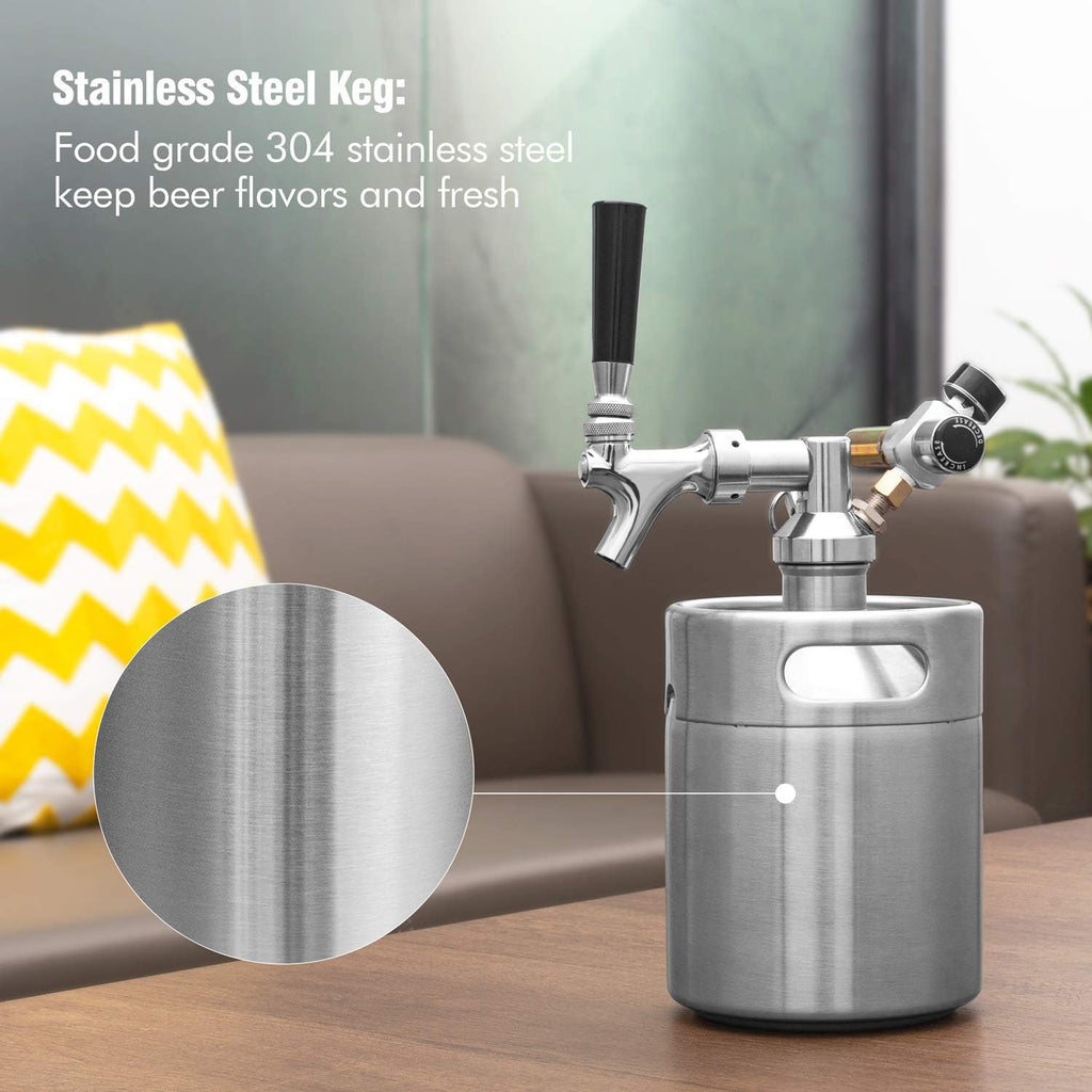 64oz Stainless Steel Pressurized Mini Keg Growler with Co2 Regulator C75695