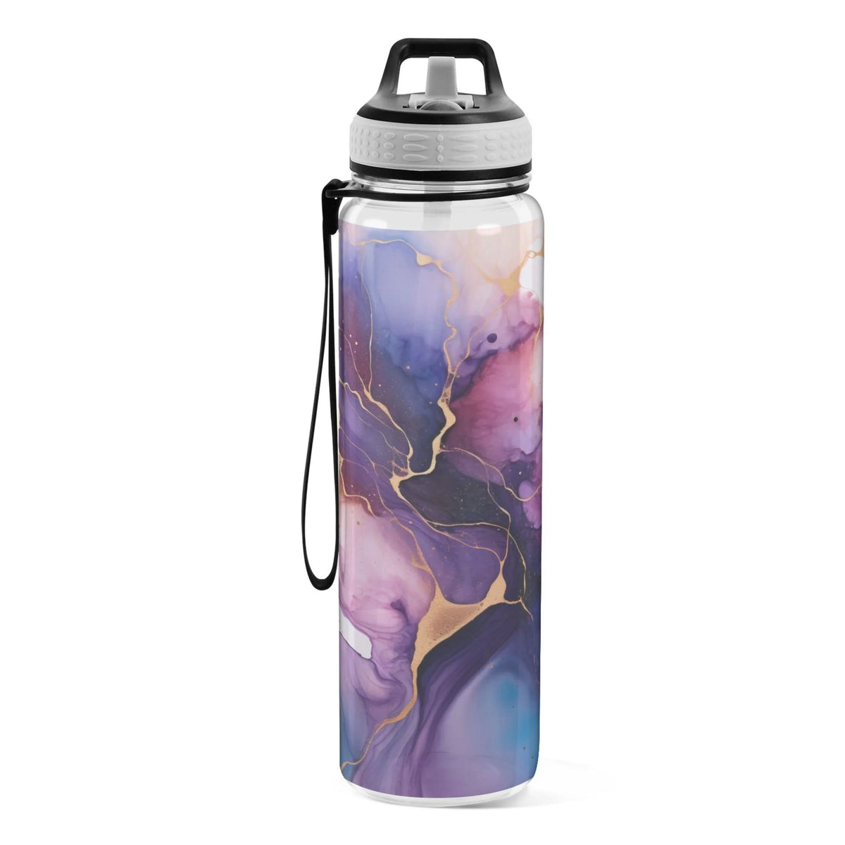 Purple and Blue Marble 32oz Tritan Leakproof Water Bottle with Straw U25815