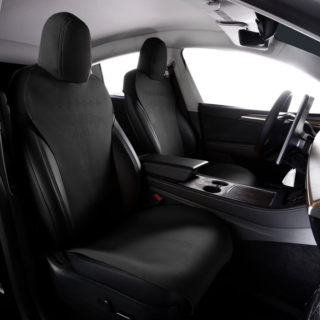 Black Suede Leather Seat Cover Cushion Protectors E564