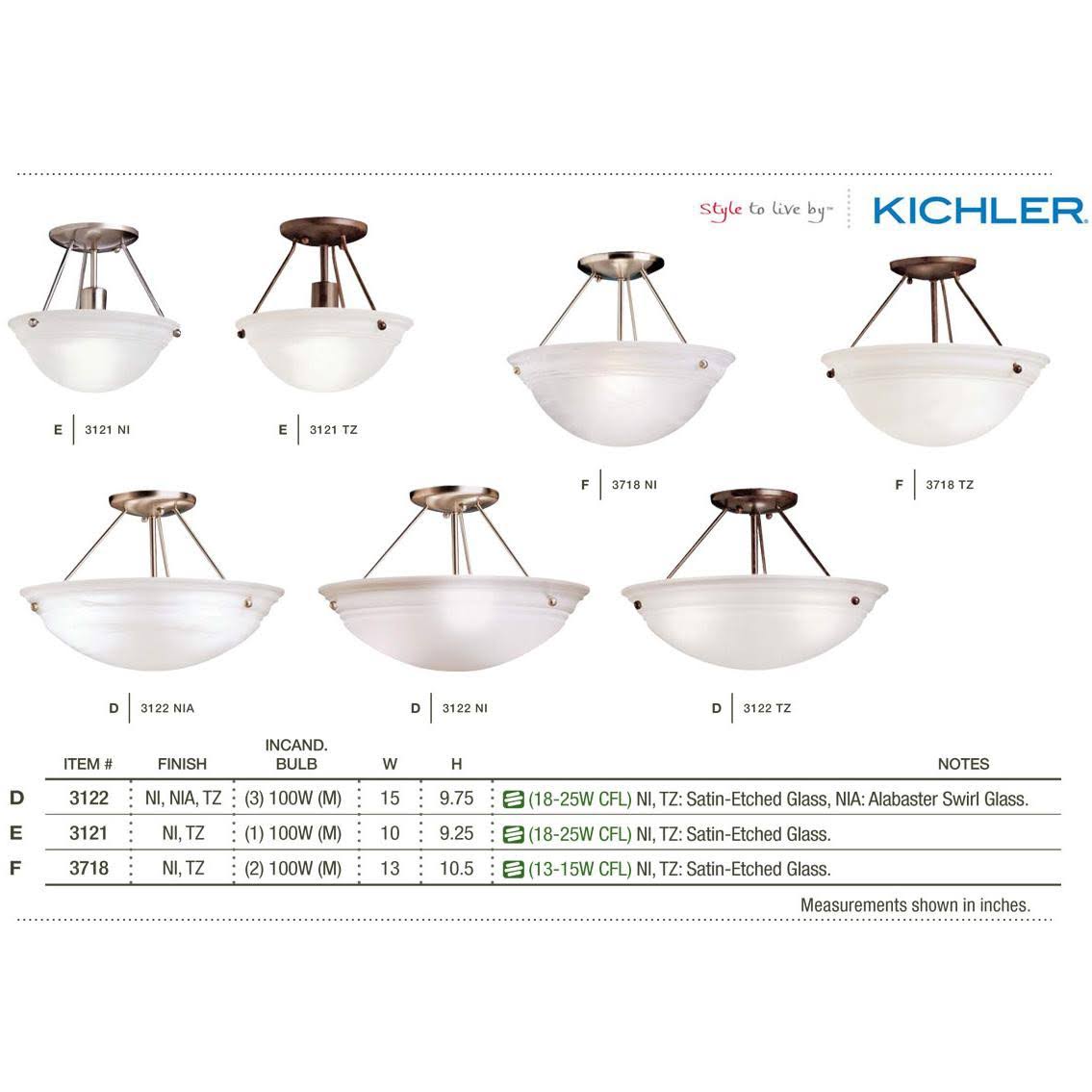 Brushed Nickel 3 Light Semi Flush W605604