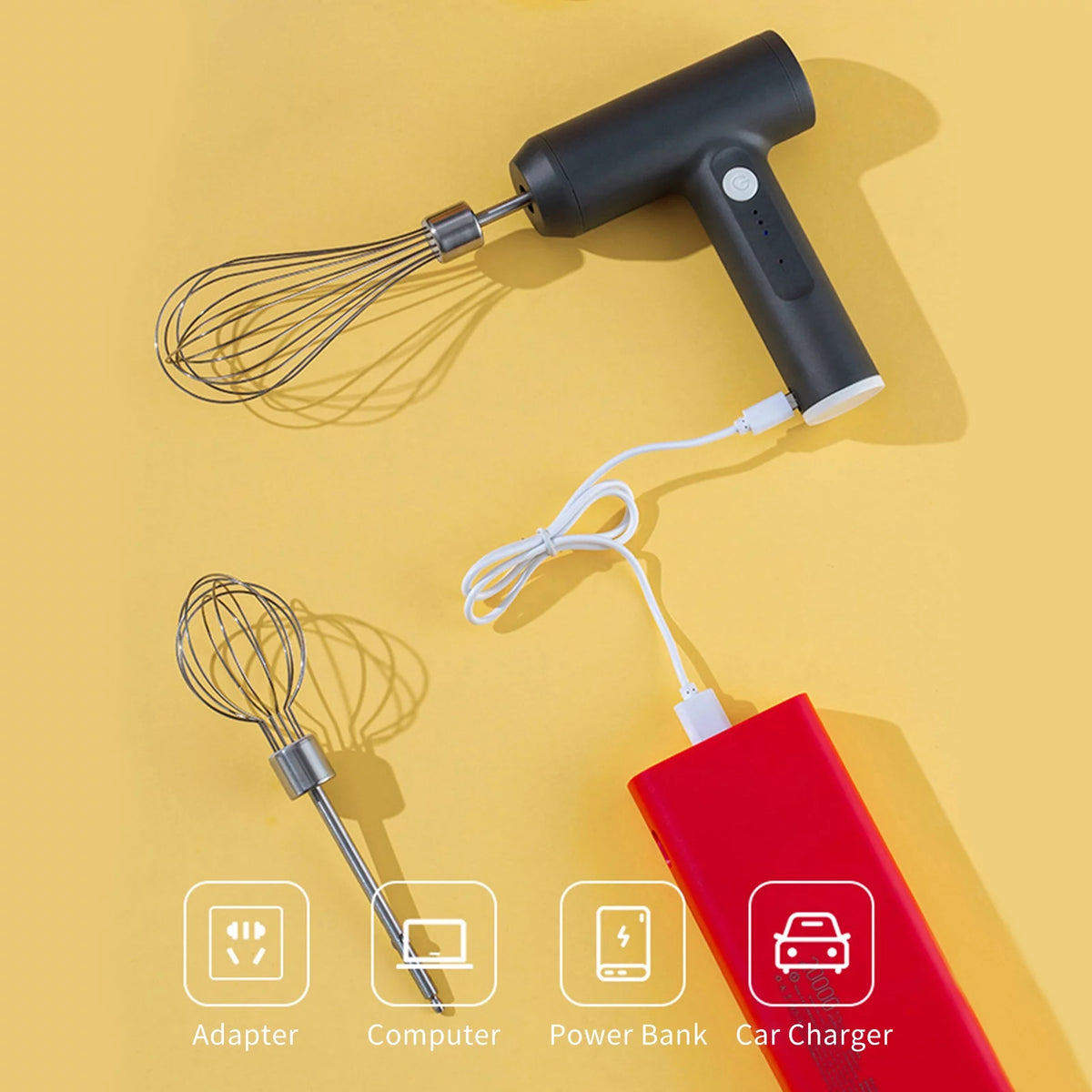 Wireless Handheld Electric Egg Beater with 3 Speeds M7446