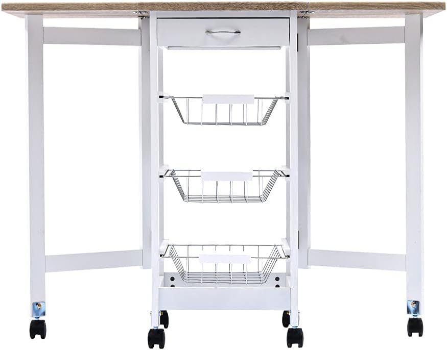 White 5 in 1 Kitchen Island with 3 Spice Rack and 1 Drawer K19715