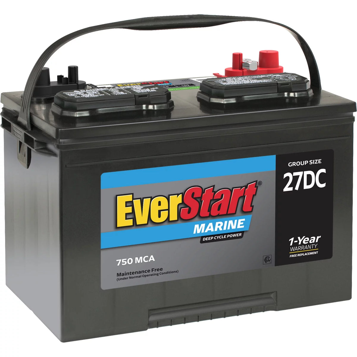 Lead Acid Marine & RV Deep Cycle Battery Group Size 27DC 12 Volt 750 MCA C807
