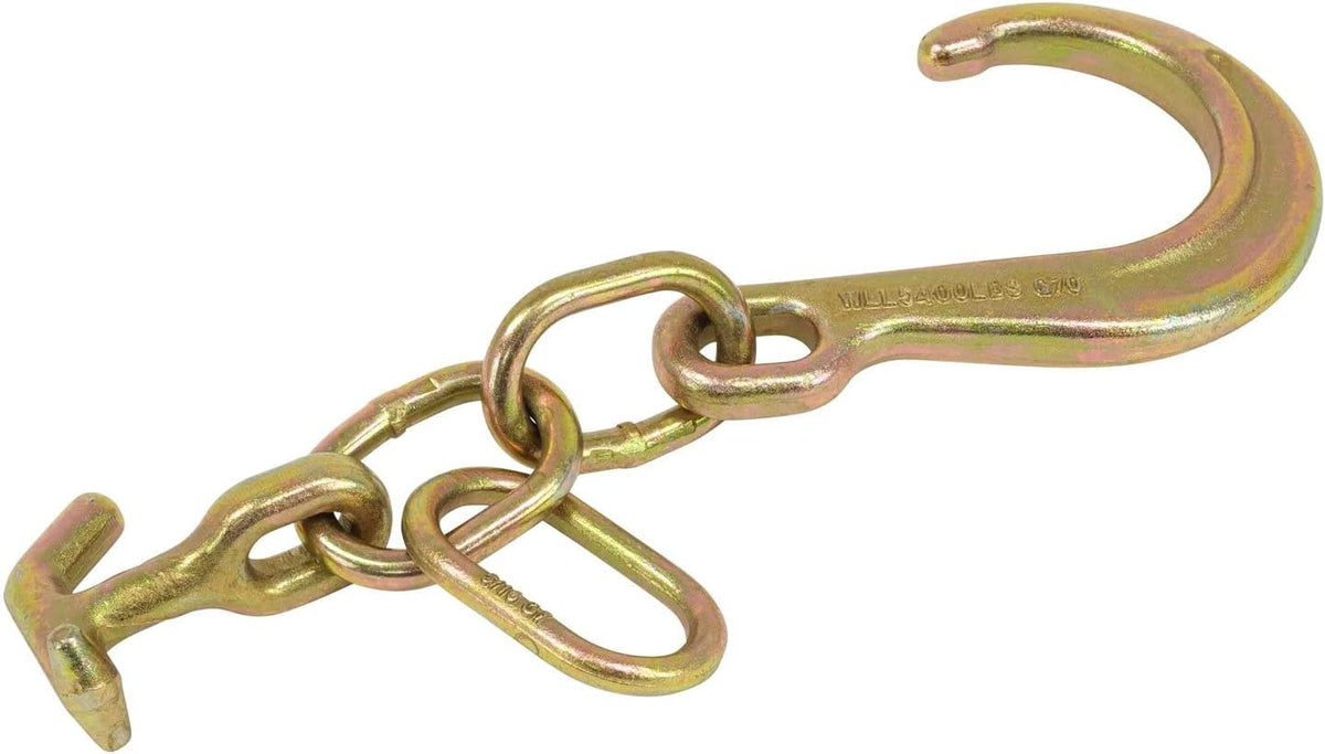 (2 Pack) 8" G70 J Hook with T-J Hooks and Enlarged Link, 5,400 lbs WLL K8210