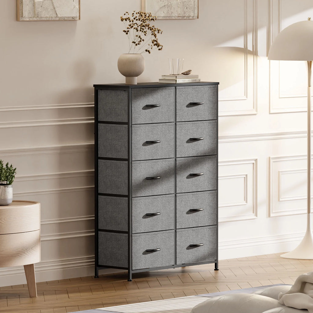 Gray 11 Drawer Fabric Storage Dresser D101772