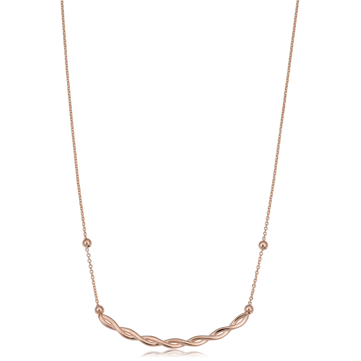 14k Rose Gold Twist Curved Bar Adjustable Length Necklace N916