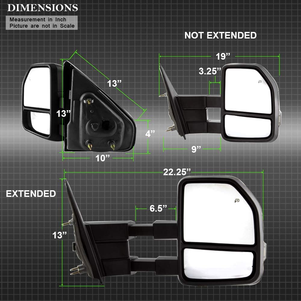 Telescoping Power Heated LED Signal Lights Towing Mirrors Pair Set Q8766