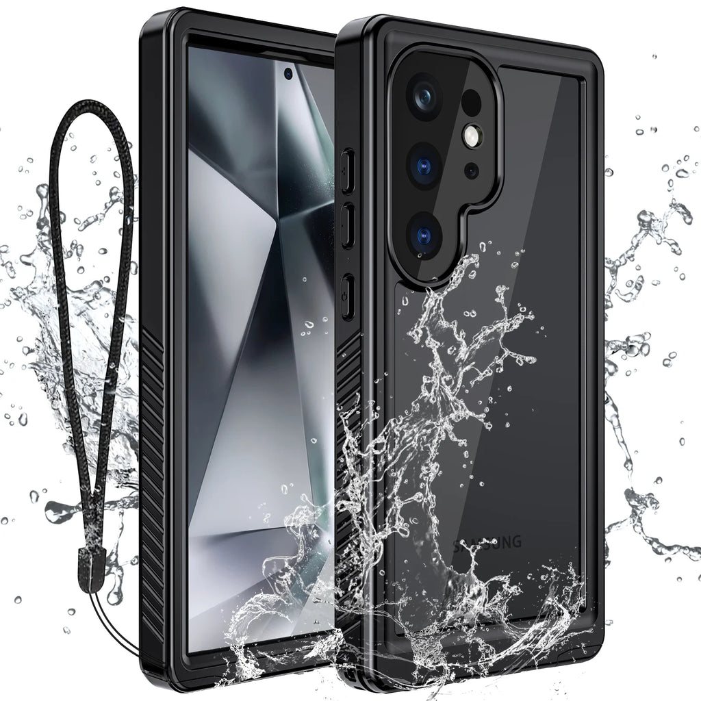 Black Waterproof Rugged Phone Case with Screen Protector S8746