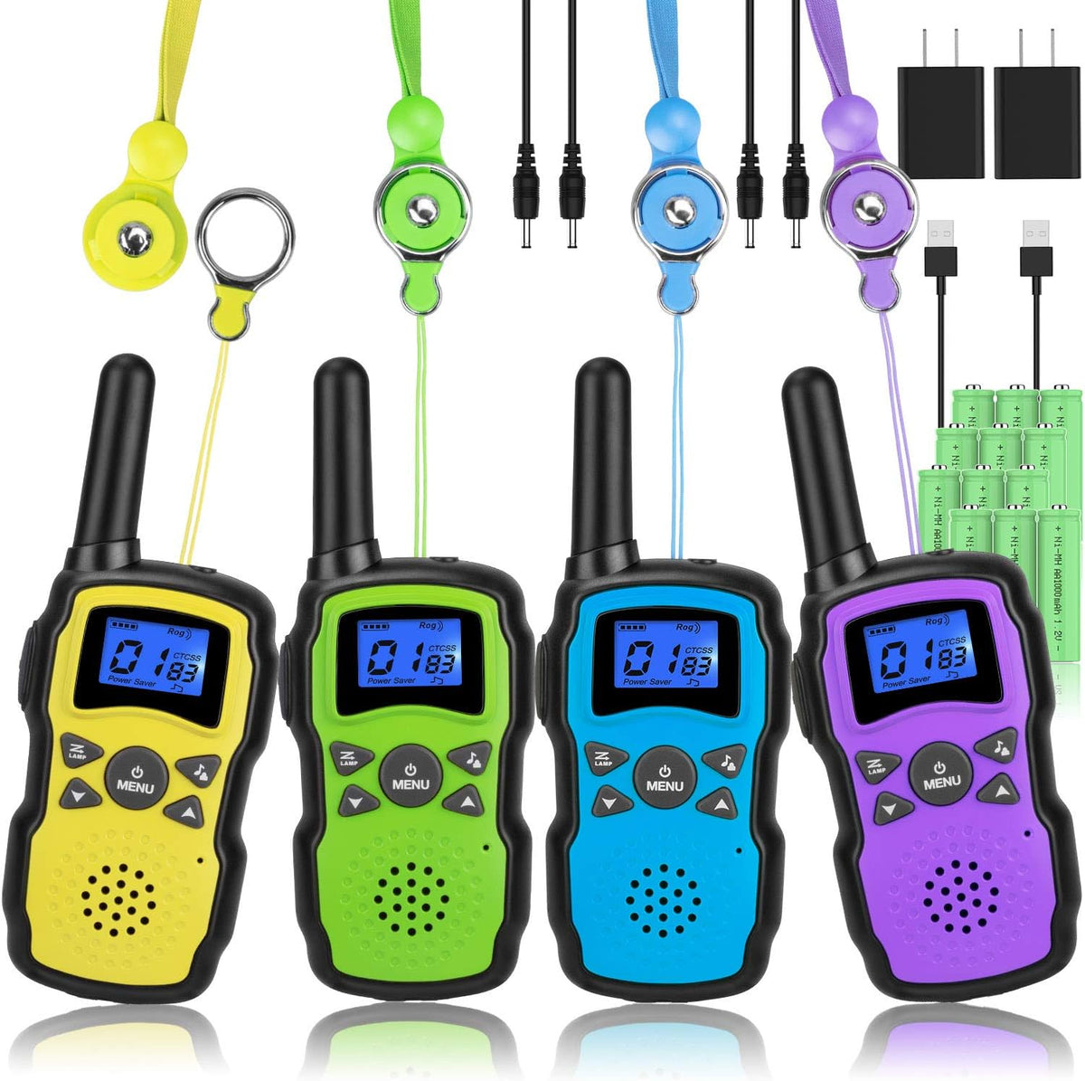Rechargeable 4 Pack 2 Way Radio with 2 USB Chargers 12000mAh Battery X9254