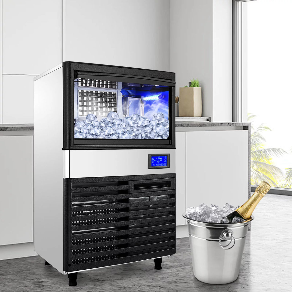 Commercial Ice Maker 155lbs/24h with 44lbs Bin Stainless Steel C21678