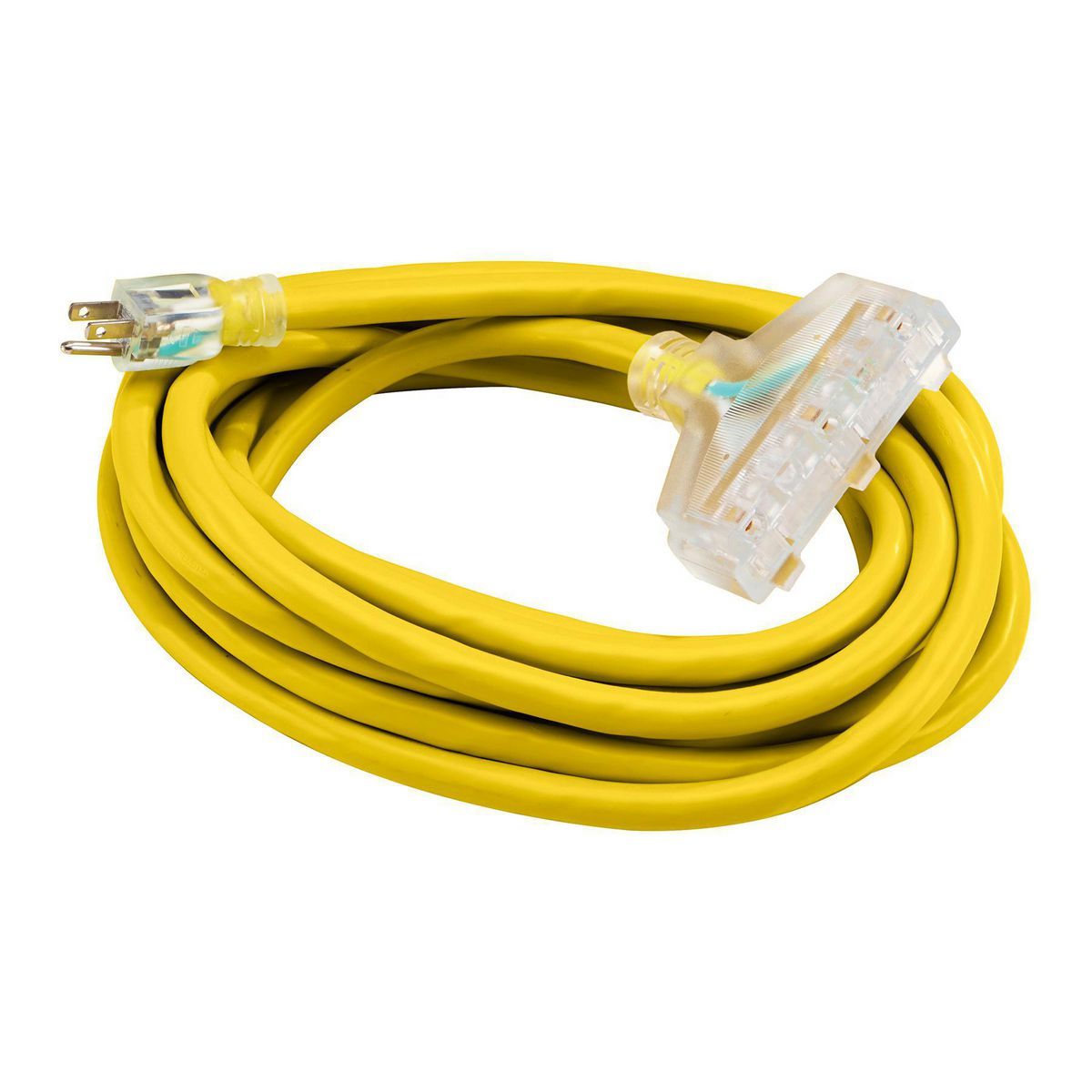 Yellow 25 ft. 10/3 Gauge Triple-Tap Extension Cord D4018