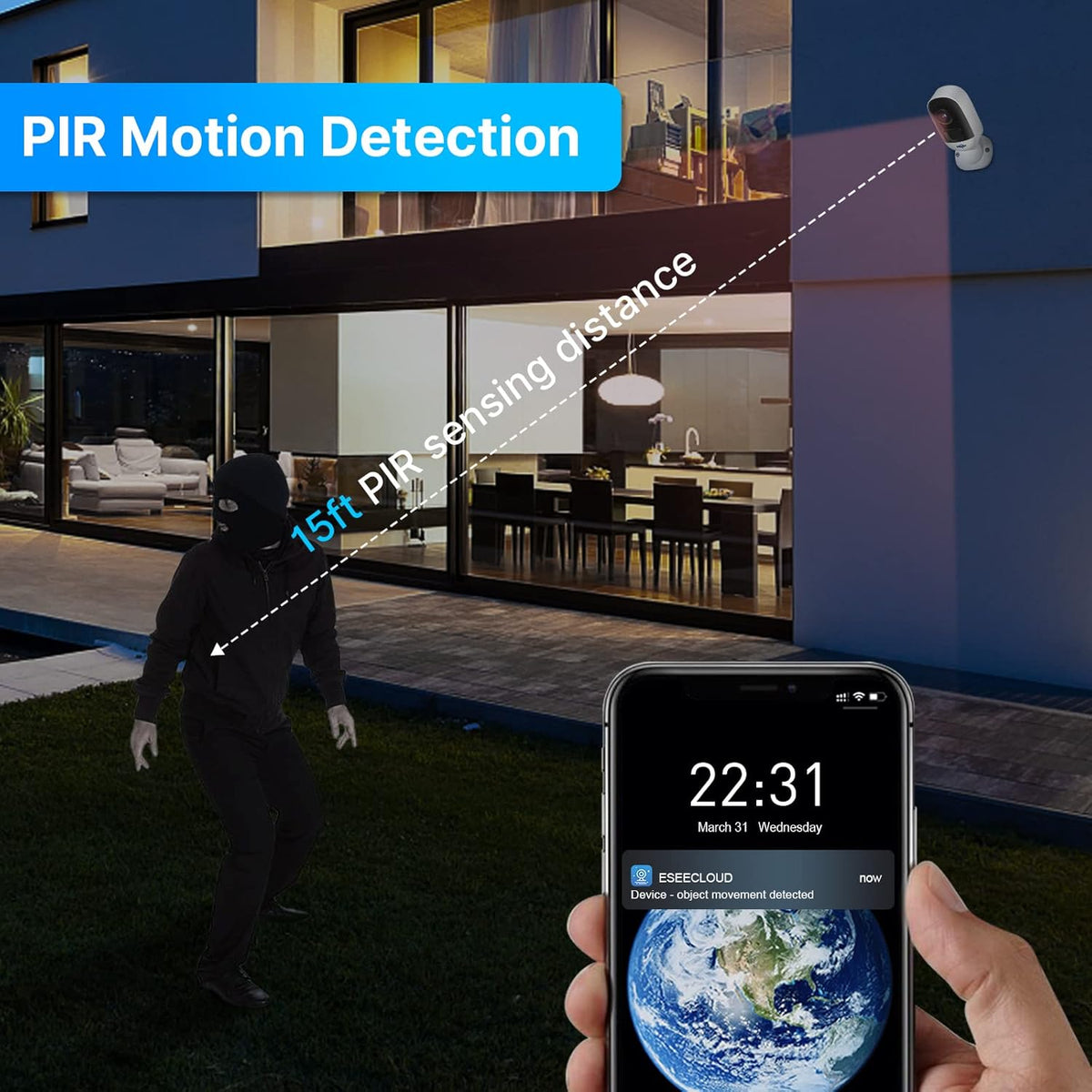 2k Outdoor Security Camera System, 2-Cam Wire-Free, 4 Channel, Night Vision R678548