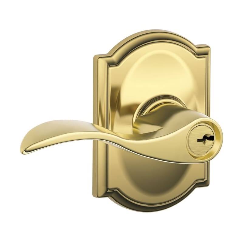 Polished Brass Single Cylinder Keyed Entry Door Lever Set X9419