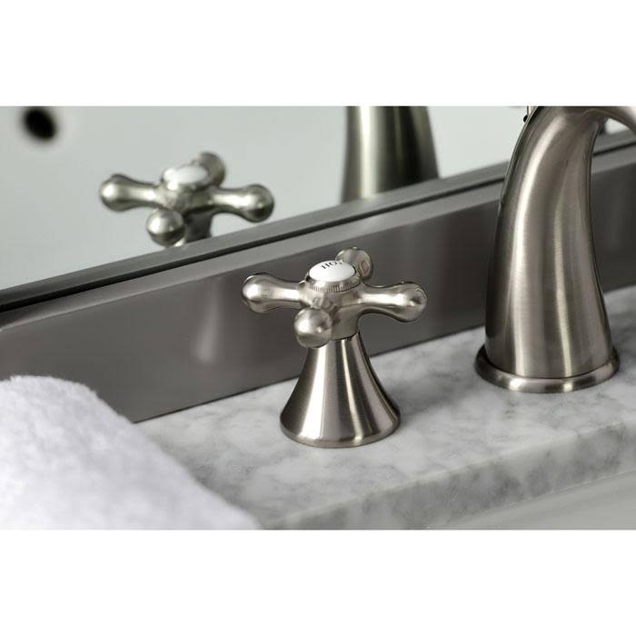 Satin Nickel Widespread Two Handle Lavatory Faucet with Brass Pop-Up U683197