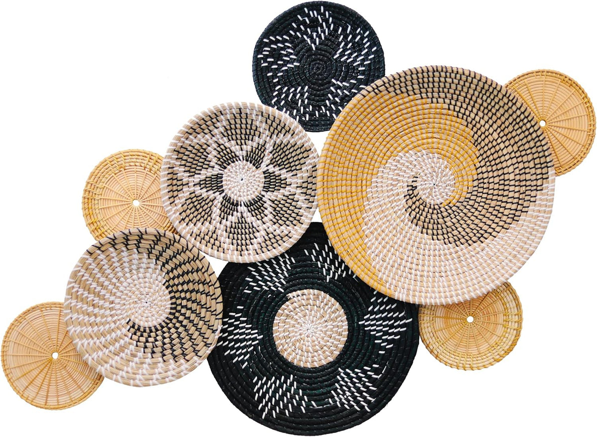 Set of 9 Seagrass Woven Wall Hangings A12852