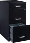 Black 18in Deep 3 Metal Organizer Pencil Drawer Vertical File Cabinet T465