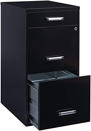 Black 18in Deep 3 Metal Organizer Pencil Drawer Vertical File Cabinet T465