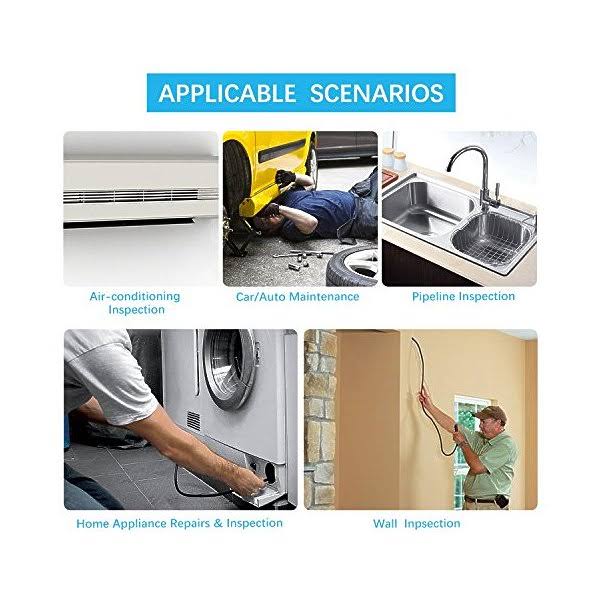 Semi-Rigid Wireless Endoscope, 2.0 MP HD WiFi Borescope Inspection Camera, 16 inch Focal Distance, 1800mAh Battery E4820