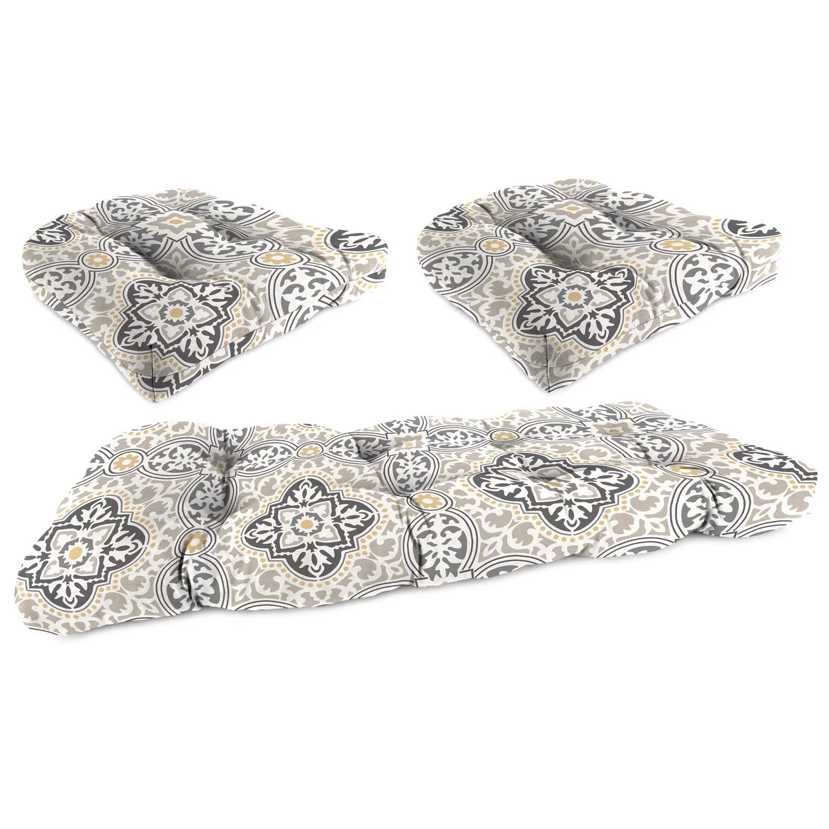 3-Piece Grey Tufted Outdoor Cushion Set F220885