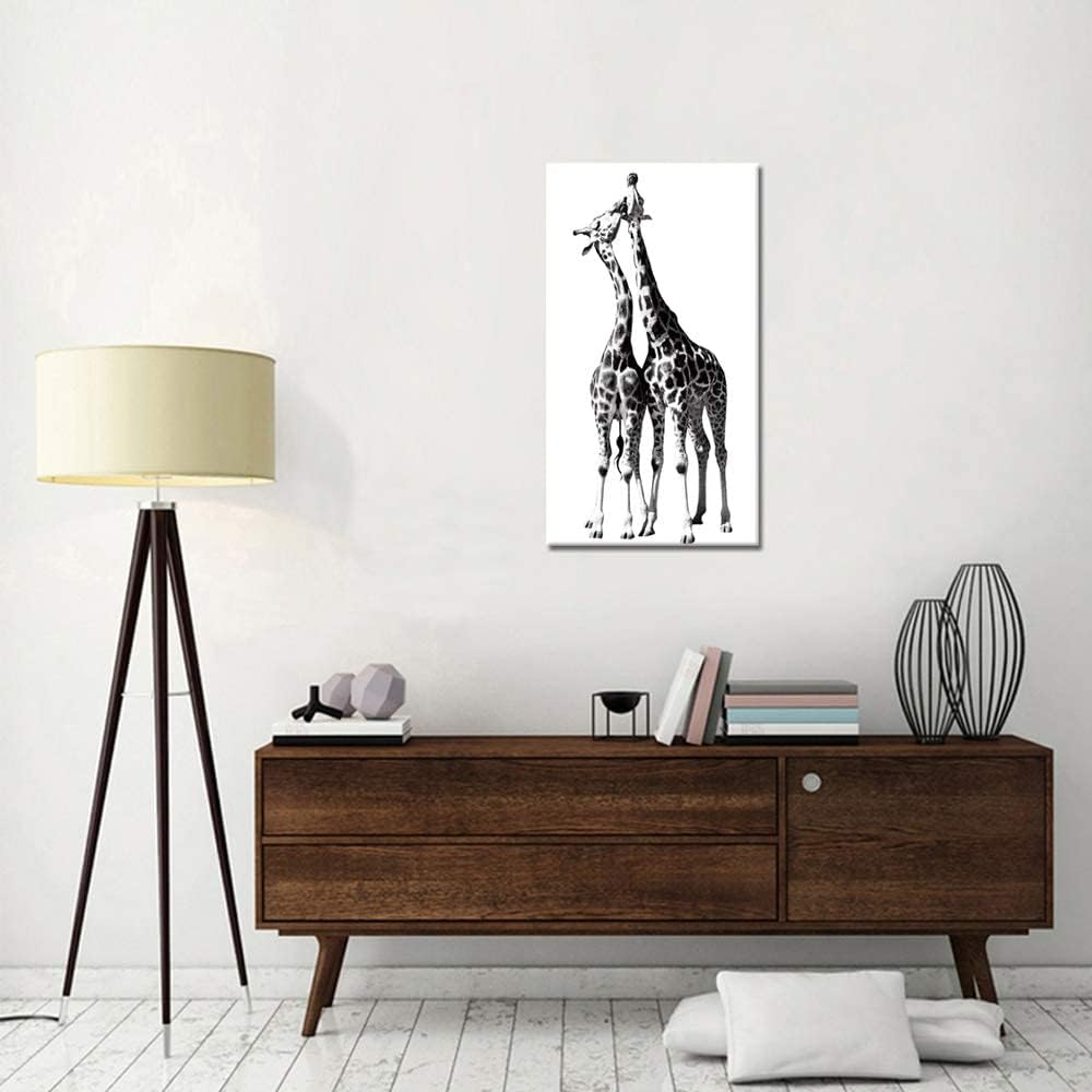 Black and White Giraffe Canvas Prints Gallery Wrapped Painting 20 x 36 Inch N771