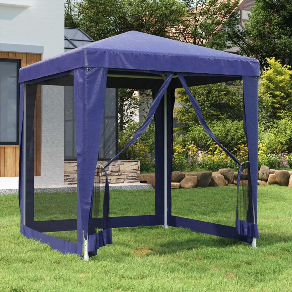 Blue Party Tent 4 Mesh Sidewalls 6.6'x6.6' HDPE Y452