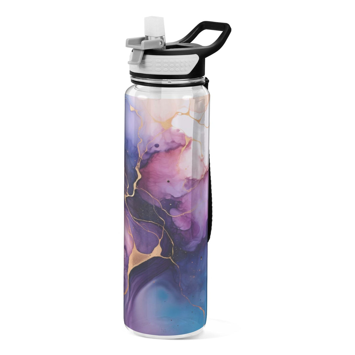 Purple and Blue Marble 32oz Tritan Leakproof Water Bottle with Straw U25815