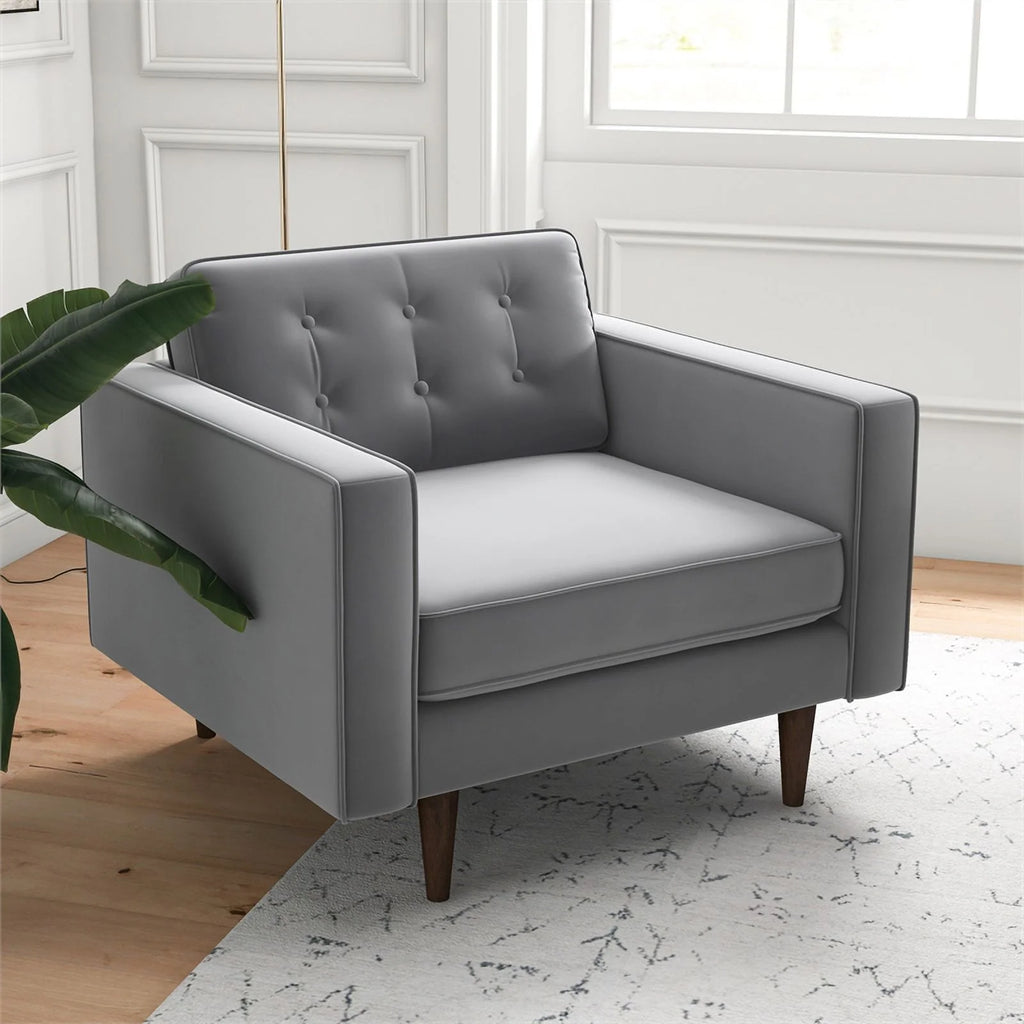 Gray Velvet Lounge Chair (Set of 2) Q9413