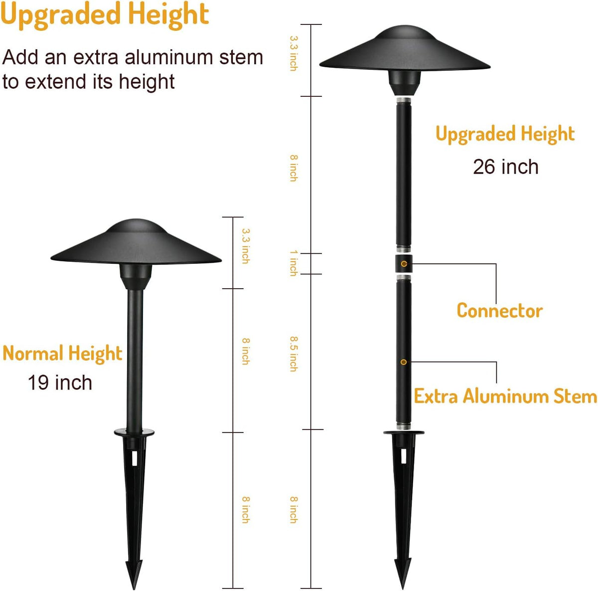Black Cast-Aluminum Outdoor Path Light 8PK N780