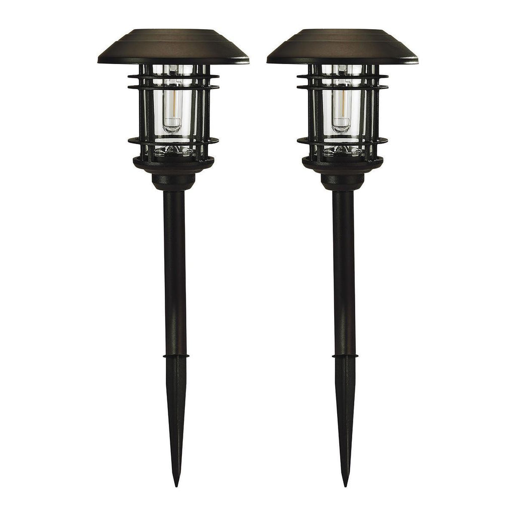 8 Lumen 19 in. Solar LED Bronze Finish Glass Pathway Lights, 2 Pack Q4788