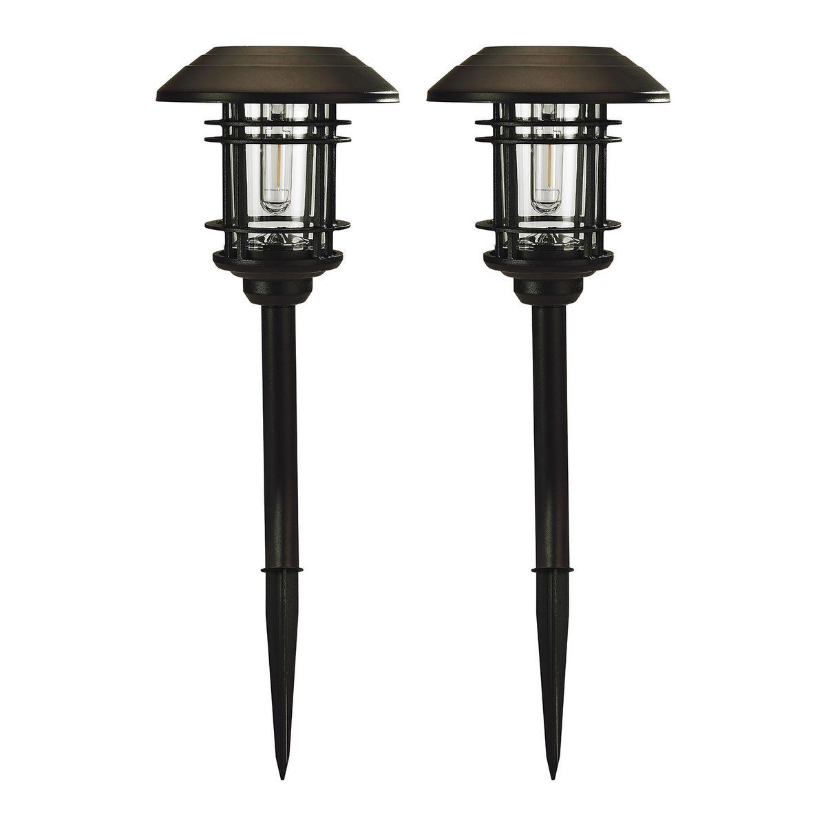 8 Lumen 19 in. Solar LED Bronze Finish Glass Pathway Lights, 2 Pack Q4788