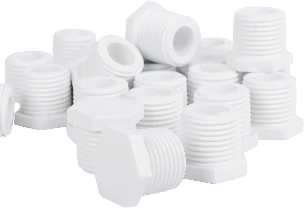25 Pcs 1/2 Inch White Plastic Water Heater Drain Plug I614