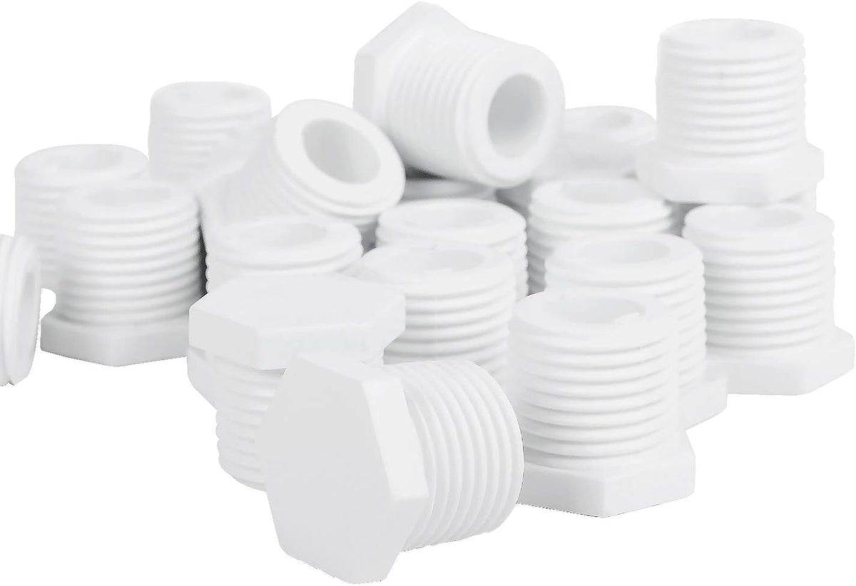 25 Pcs 1/2 Inch White Plastic Water Heater Drain Plug I614