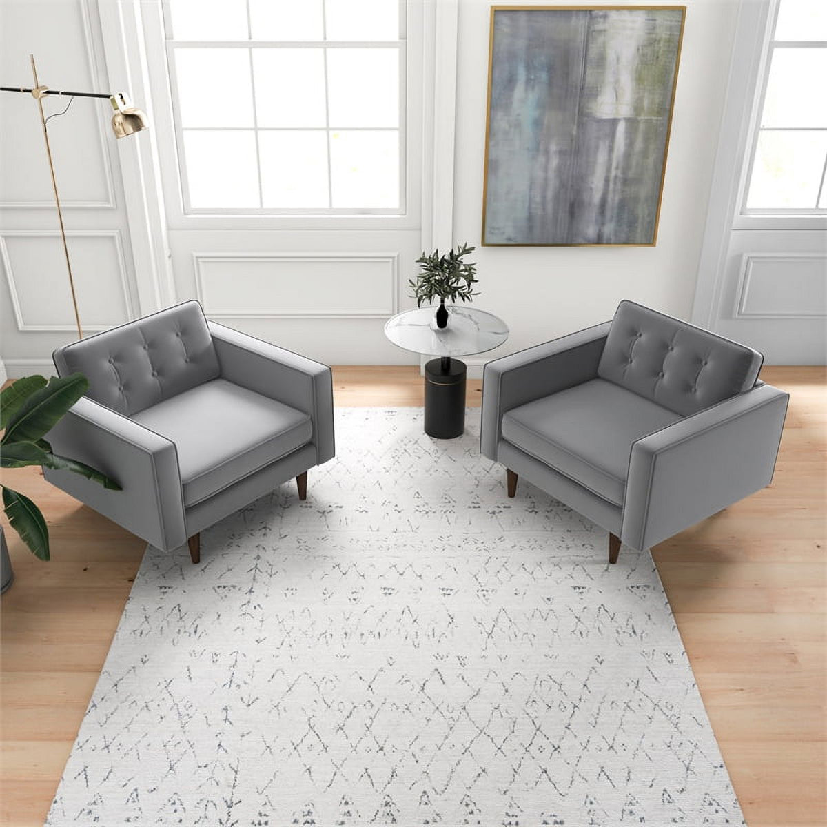 Gray Velvet Lounge Chair (Set of 2) Q9413