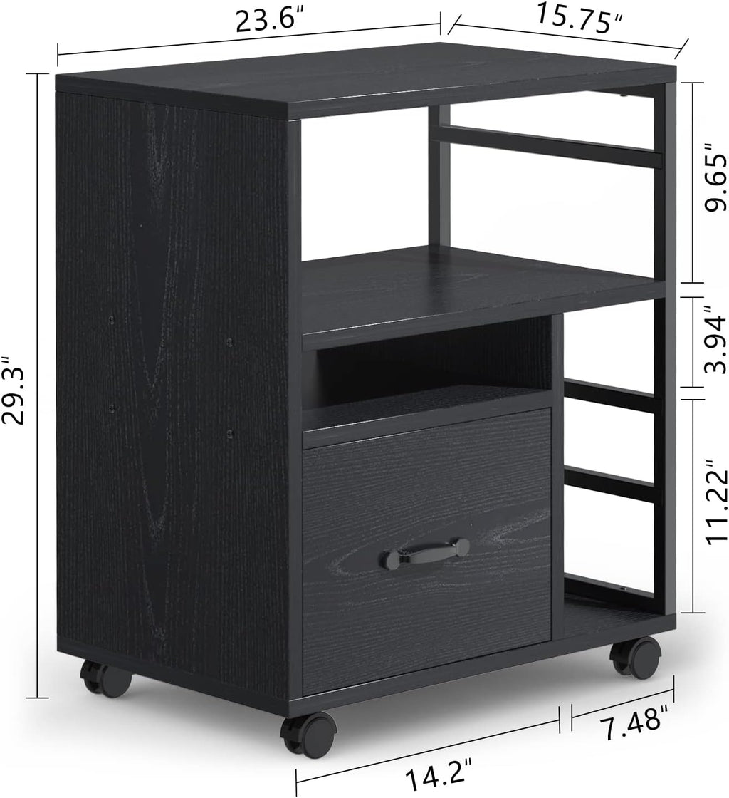 Black Mobile File Cabinet with Drawer L771382