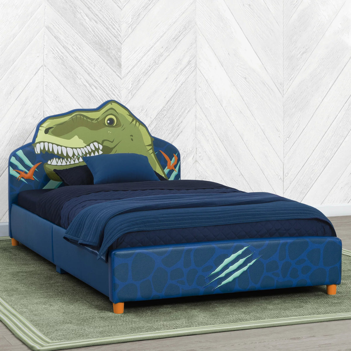 Blue Upholstered Twin Bed G5575