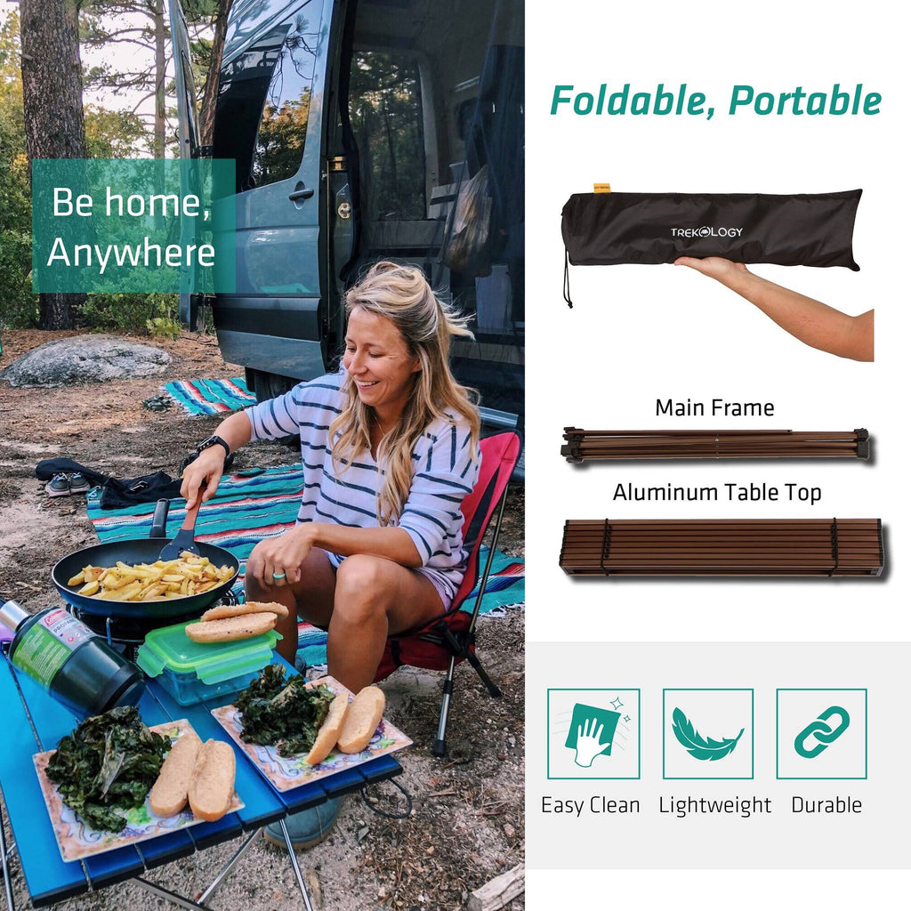 Blue Aluminum Portable Camping Side Table V265619