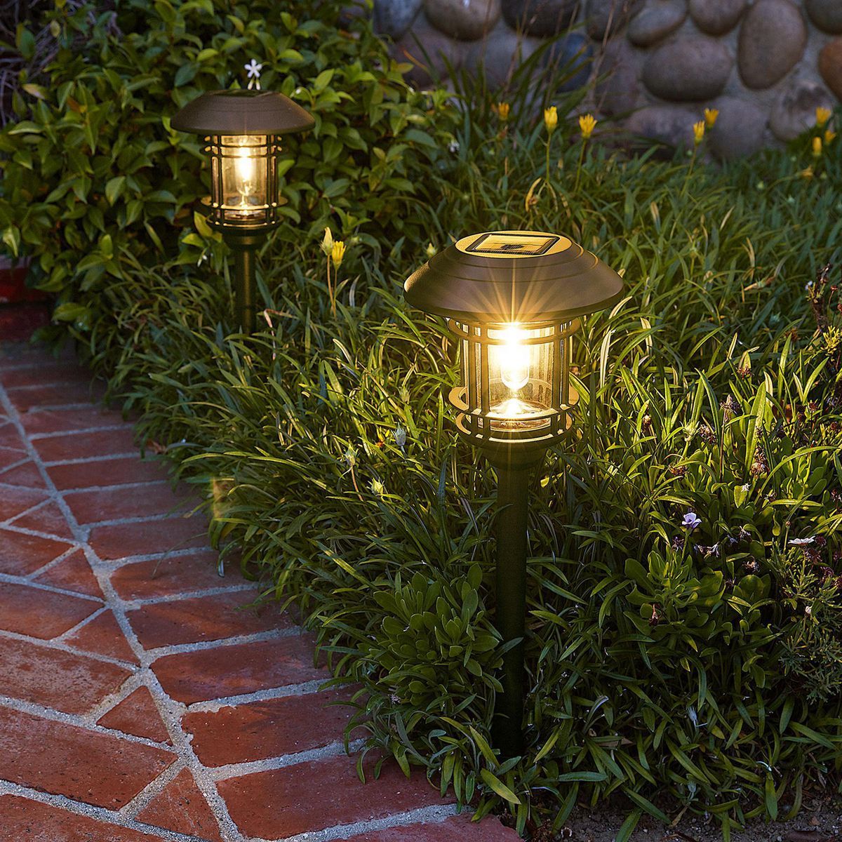 8 Lumen 19 in. Solar LED Bronze Finish Glass Pathway Lights, 2 Pack Q4788