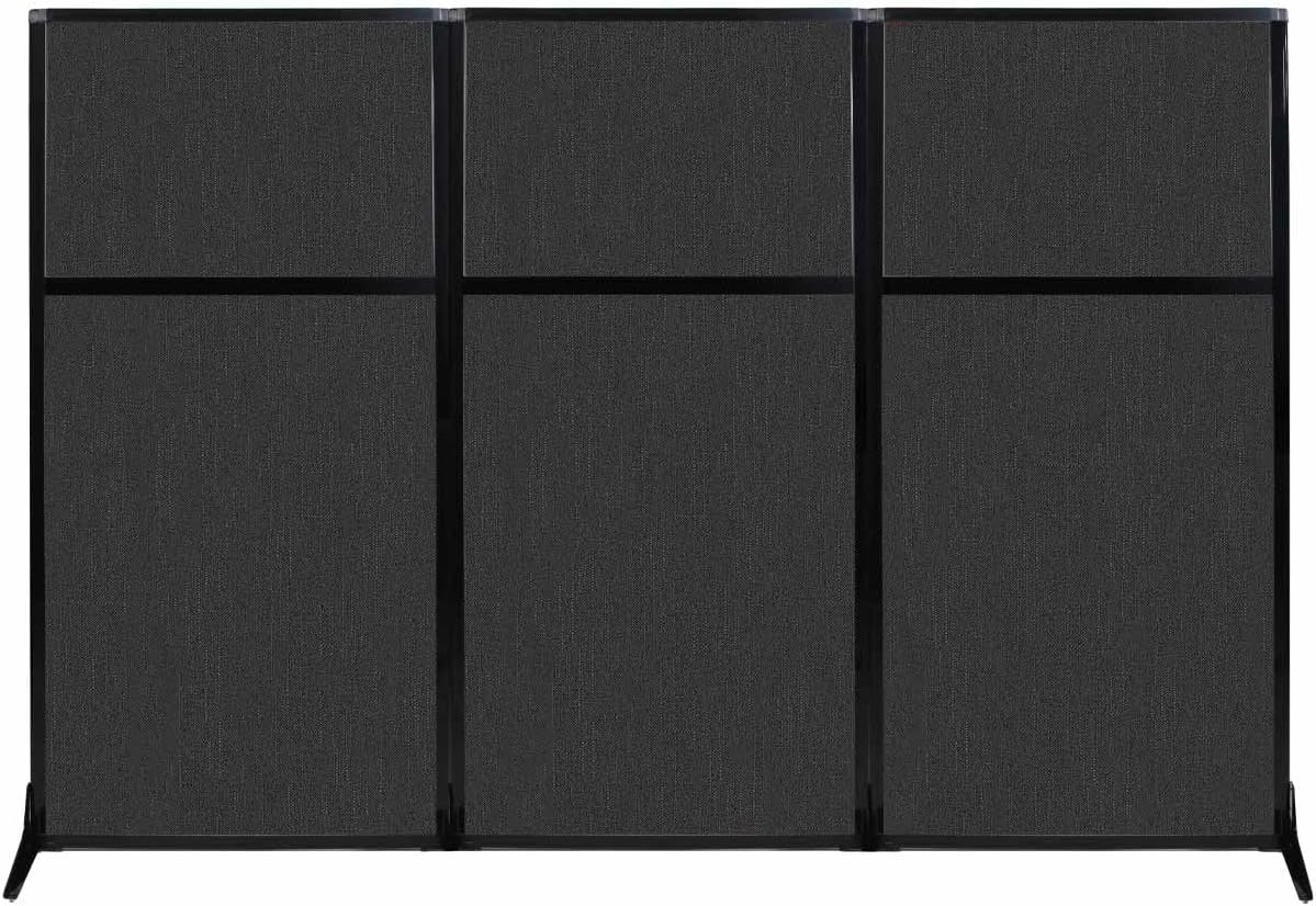 Portable Wall Divider with Charcoal Gray Fabric Panels N601