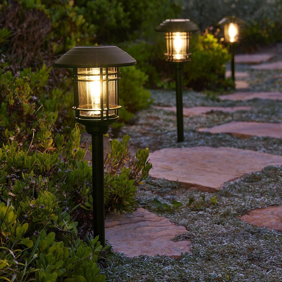 8 Lumen 19 in. Solar LED Bronze Finish Glass Pathway Lights, 2 Pack Q4788