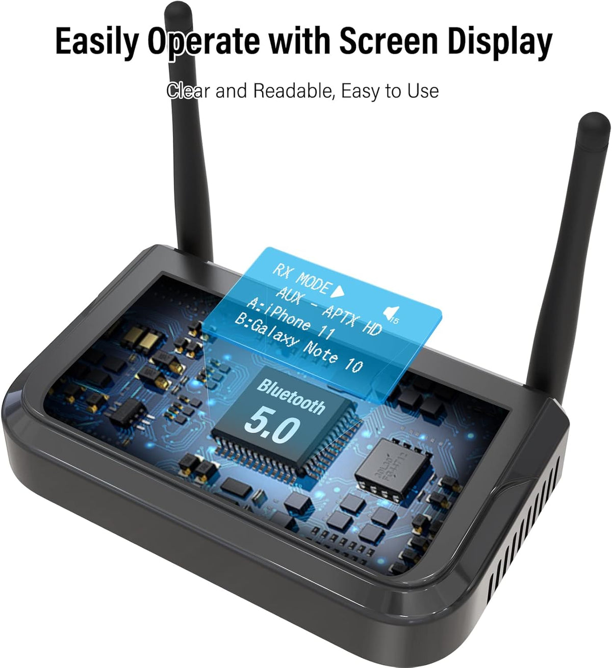 Bluetooth 5.0 Audio Adapter with Screen, Optical RCA AUX Coaxial M4397